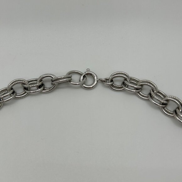 Vintage Chunky Silver-tone Chain Necklace Double Link Statement Chainmaille 20" - Picture 5 of 14